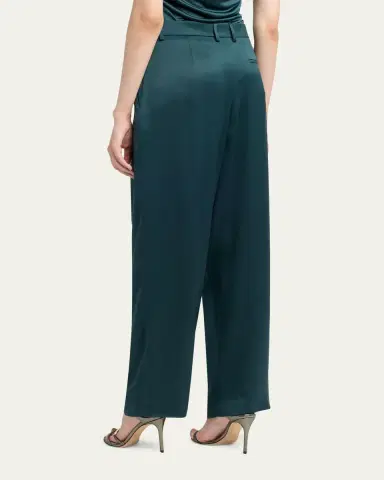 Giorgio Armani Pleated Silk Straight-Leg Trousers | Thumbnail 3 Giorgio Armani Pleated Silk Straight-Leg Trousers | Thumbnail 3