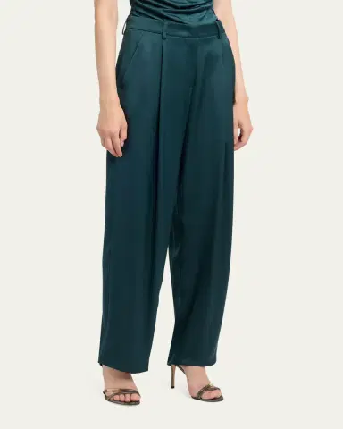Giorgio Armani Pleated Silk Straight-Leg Trousers | Thumbnail 4 Giorgio Armani Pleated Silk Straight-Leg Trousers | Thumbnail 4