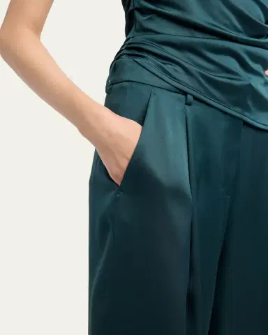 Giorgio Armani Pleated Silk Straight-Leg Trousers | Thumbnail 5 Giorgio Armani Pleated Silk Straight-Leg Trousers | Thumbnail 5