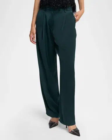 Giorgio Armani Pleated Silk Straight-Leg Trousers | Thumbnail 8 Giorgio Armani Pleated Silk Straight-Leg Trousers | Thumbnail 8