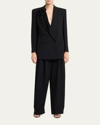 Giorgio Armani Rosette Lapel Double-Breasted Blazer Jacket | Thumbnail 2 Giorgio Armani Rosette Lapel Double-Breasted Blazer Jacket | Thumbnail 2