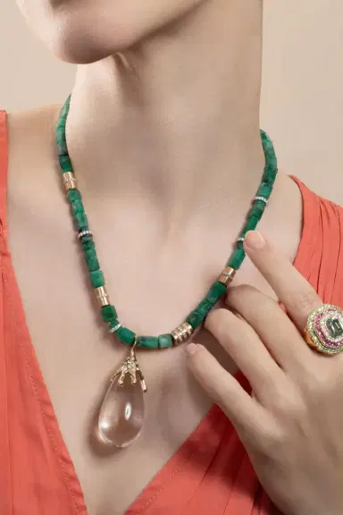 EDINA KISS Emerald Large Beaded Necklace | Thumbnail 4 EDINA KISS Emerald Large Beaded Necklace | Thumbnail 4