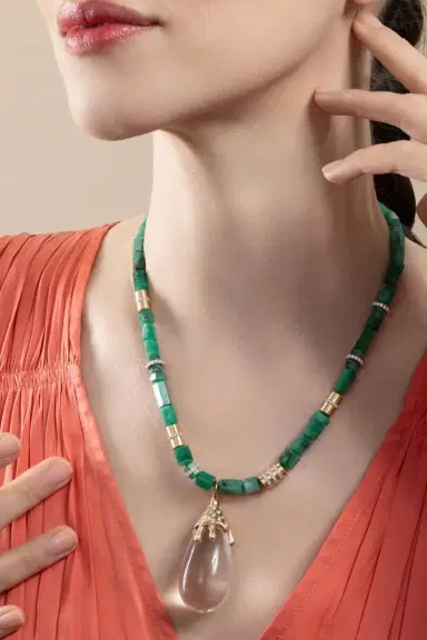 EDINA KISS Emerald Large Beaded Necklace | Thumbnail 5 EDINA KISS Emerald Large Beaded Necklace | Thumbnail 5