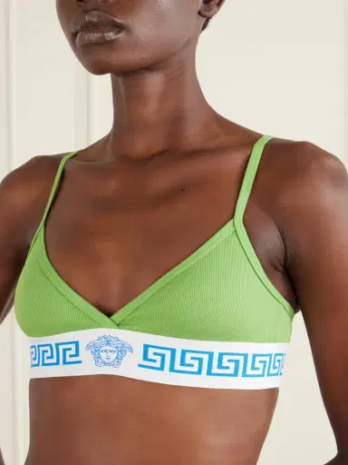 Versace Ribbed Cotton-blend Jersey Bralette | Thumbnail 4 Versace Ribbed Cotton-blend Jersey Bralette | Thumbnail 4