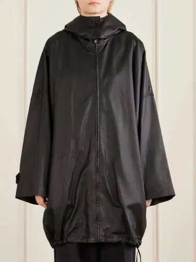 The Row Cassandre Leather Hooded Coat | Thumbnail 3 The Row Cassandre Leather Hooded Coat | Thumbnail 3