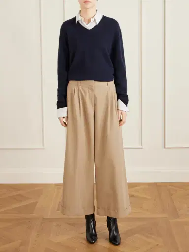 The Row Lior Cropped Pleated Cotton And Cashmere-blend Wide-leg Pants | Thumbnail 2 The Row Lior Cropped Pleated Cotton And Cashmere-blend Wide-leg Pants | Thumbnail 2