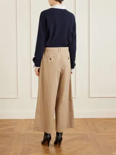 The Row Lior Cropped Pleated Cotton And Cashmere-blend Wide-leg Pants | Thumbnail 3 The Row Lior Cropped Pleated Cotton And Cashmere-blend Wide-leg Pants | Thumbnail 3