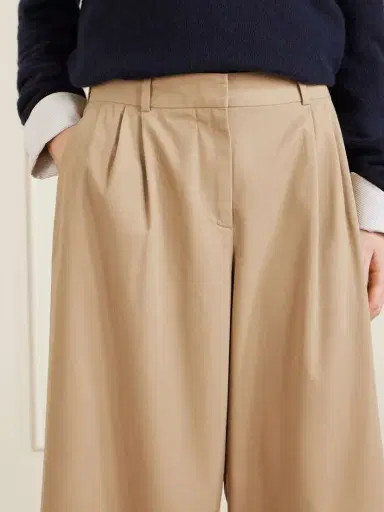 The Row Lior Cropped Pleated Cotton And Cashmere-blend Wide-leg Pants | Thumbnail 4 The Row Lior Cropped Pleated Cotton And Cashmere-blend Wide-leg Pants | Thumbnail 4