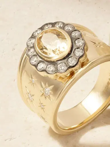 Marlo Laz Lexi Cigar Band 14-karat Gold, Citrine And Diamond Ring | Thumbnail 4 Marlo Laz Lexi Cigar Band 14-karat Gold, Citrine And Diamond Ring | Thumbnail 4