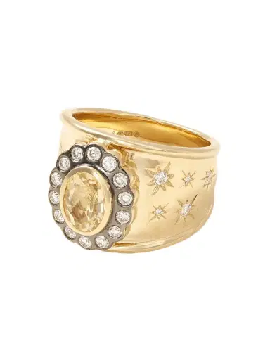 Marlo Laz Lexi Cigar Band 14-karat Gold, Citrine And Diamond Ring | Thumbnail 1 Marlo Laz Lexi Cigar Band 14-karat Gold, Citrine And Diamond Ring | Thumbnail 1