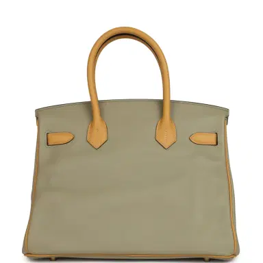 Madison Avenue Couture Pre-owned Hermes Special Order (HSS) Birkin 30 Gris Tourterelle and Paille Swift Brushed Gold Hardware | Thumbnail 4 Madison Avenue Couture Pre-owned Hermes Special Order (HSS) Birkin 30 Gris Tourterelle and Paille Swift Brushed Gold Hardware | Thumbnail 4