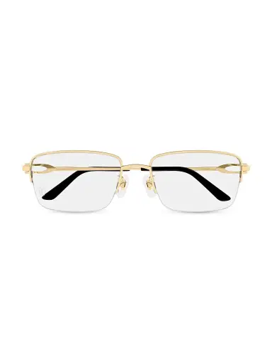 Cartier Men's C Décor 24K-Gold-Plated Rectangular Optical Glasses - Gold Clear | Thumbnail 2 Cartier Men's C Décor 24K-Gold-Plated Rectangular Optical Glasses - Gold Clear | Thumbnail 2