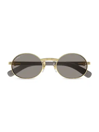 Cartier Men's Première de 53MM 24K-Gold-Plated Oval Sunglasses - Gold Grey | Thumbnail 2 Cartier Men's Première de 53MM 24K-Gold-Plated Oval Sunglasses - Gold Grey | Thumbnail 2