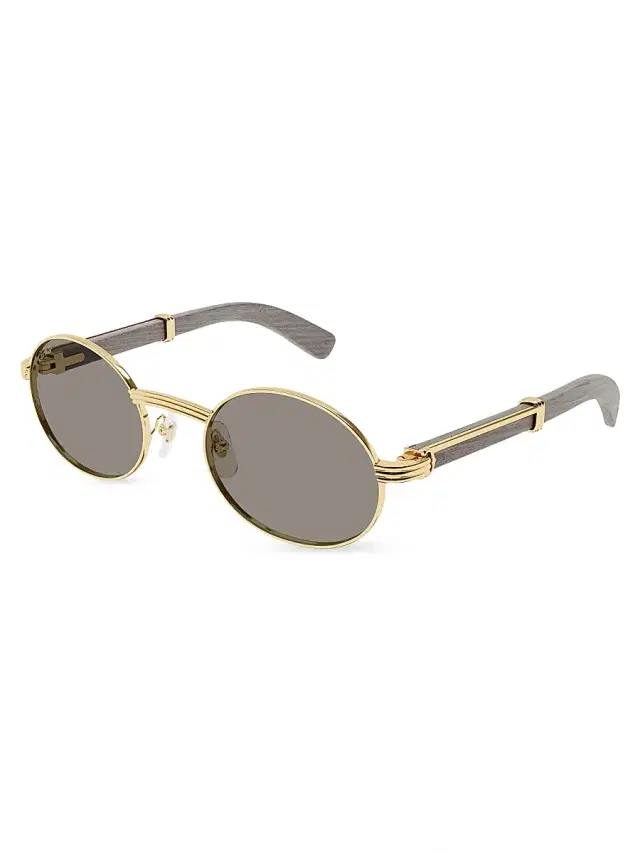 Men's Première de 53MM 24K-Gold-Plated Oval Sunglasses - Gold Grey Men's Première de 53MM 24K-Gold-Plated Oval Sunglasses - Gold Grey
