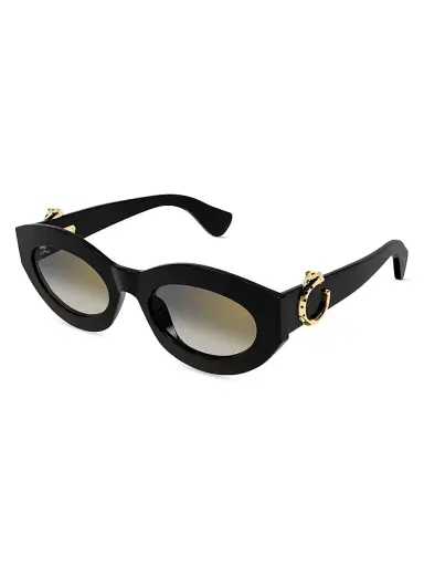 Cartier Women's Panthère Classic 53MM Oval Sunglasses - Black | Thumbnail 1 Cartier Women's Panthère Classic 53MM Oval Sunglasses - Black | Thumbnail 1