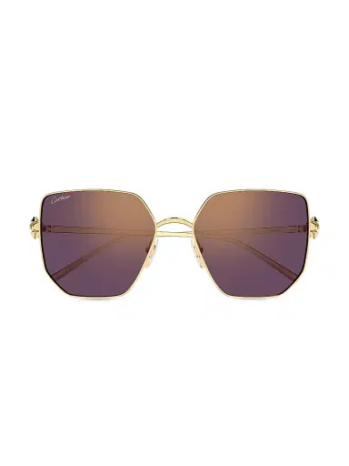 Cartier Women's Clash De 56MM 24K-Gold-Plated Geometric Sunglasses - Gold Purple | Thumbnail 2 Cartier Women's Clash De 56MM 24K-Gold-Plated Geometric Sunglasses - Gold Purple | Thumbnail 2