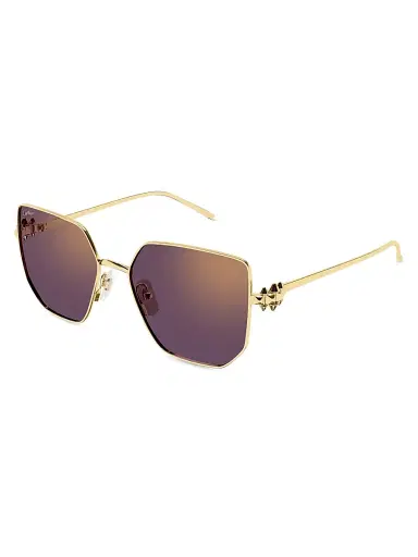 Cartier Women's Clash De 56MM 24K-Gold-Plated Geometric Sunglasses - Gold Purple | Thumbnail 1 Cartier Women's Clash De 56MM 24K-Gold-Plated Geometric Sunglasses - Gold Purple | Thumbnail 1