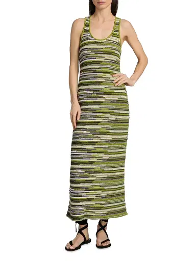 Proenza Schouler White Label Women's Zinah Rib-Knit Midi-Dress - Apple Multi - Size Large | Thumbnail 3 Proenza Schouler White Label Women's Zinah Rib-Knit Midi-Dress - Apple Multi - Size Large | Thumbnail 3