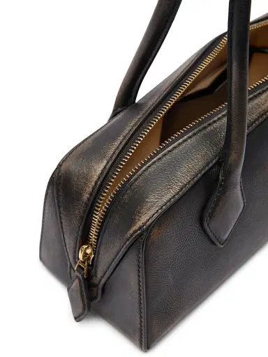 Alaïa Women's Le Teckel Distressed Leather Shoulder Bag - Ebene | Thumbnail 4 Alaïa Women's Le Teckel Distressed Leather Shoulder Bag - Ebene | Thumbnail 4