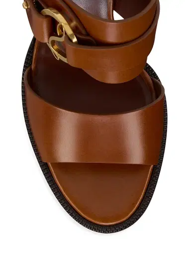 Christian Louboutin Women's Her in Roma Patinated Calf Leather Block Sandals - Dark Carmine | Thumbnail 4 Christian Louboutin Women's Her in Roma Patinated Calf Leather Block Sandals - Dark Carmine | Thumbnail 4