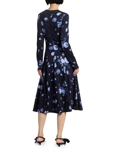 Erdem Women's Floral Gathered Midi-Dress - Dutch Flower Painting Midnight | Thumbnail 5 Erdem Women's Floral Gathered Midi-Dress - Dutch Flower Painting Midnight | Thumbnail 5