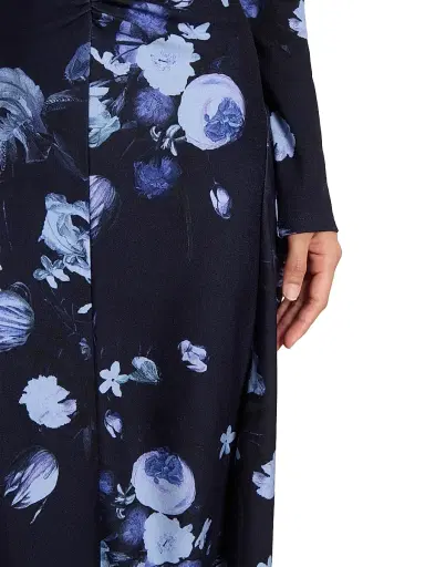 Erdem Women's Floral Gathered Midi-Dress - Dutch Flower Painting Midnight | Thumbnail 7 Erdem Women's Floral Gathered Midi-Dress - Dutch Flower Painting Midnight | Thumbnail 7