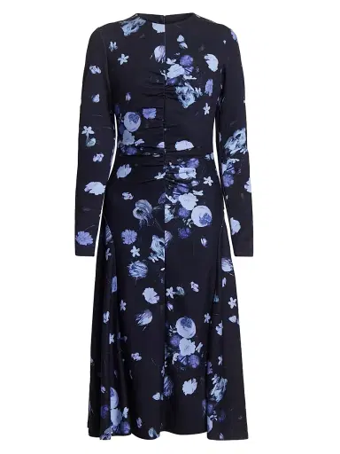 Erdem Women's Floral Gathered Midi-Dress - Dutch Flower Painting Midnight | Thumbnail 1 Erdem Women's Floral Gathered Midi-Dress - Dutch Flower Painting Midnight | Thumbnail 1