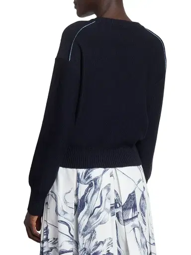 Erdem Women's Threaded Flower Wool Sweater - Navy | Thumbnail 5 Erdem Women's Threaded Flower Wool Sweater - Navy | Thumbnail 5
