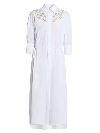 Erdem Women's Embellished Appliquéd Cotton Shirtdress - White | Thumbnail 1 Erdem Women's Embellished Appliquéd Cotton Shirtdress - White | Thumbnail 1
