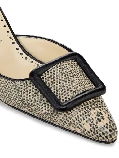 Manolo Blahnik Women's Maysalebi Snake-Embossed Leather Mules - Black | Thumbnail 5 Manolo Blahnik Women's Maysalebi Snake-Embossed Leather Mules - Black | Thumbnail 5