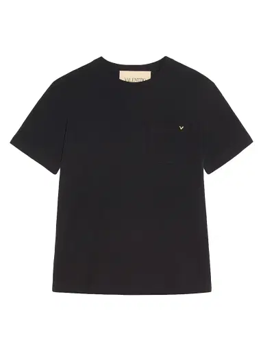 Valentino Garavani Men's Cotton T-Shirt with VGold - Black | Thumbnail 1 Valentino Garavani Men's Cotton T-Shirt with VGold - Black | Thumbnail 1