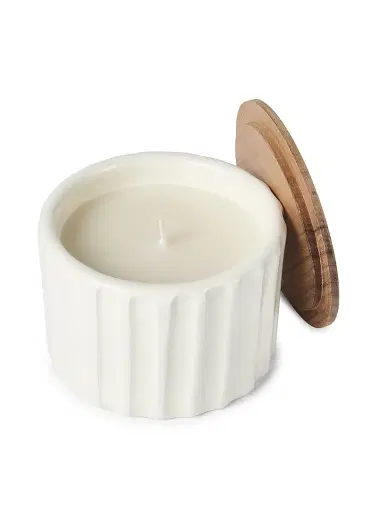 Brunello Cucinelli Small Scented Candle in Ridged Ceramic Vessel with Walnut Wood Lid - Milk | Thumbnail 5 Brunello Cucinelli Small Scented Candle in Ridged Ceramic Vessel with Walnut Wood Lid - Milk | Thumbnail 5