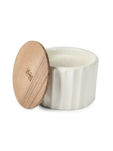 Brunello Cucinelli Small Scented Candle in Ridged Ceramic Vessel with Walnut Wood Lid - Milk | Thumbnail 6 Brunello Cucinelli Small Scented Candle in Ridged Ceramic Vessel with Walnut Wood Lid - Milk | Thumbnail 6