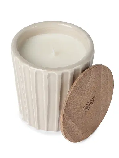 Brunello Cucinelli Scented Candle in Ridged Ceramic Vessel with Walnut Wood Lid - Milk | Thumbnail 2 Brunello Cucinelli Scented Candle in Ridged Ceramic Vessel with Walnut Wood Lid - Milk | Thumbnail 2