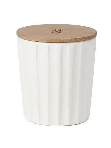Brunello Cucinelli Scented Candle in Ridged Ceramic Vessel with Walnut Wood Lid - Milk | Thumbnail 4 Brunello Cucinelli Scented Candle in Ridged Ceramic Vessel with Walnut Wood Lid - Milk | Thumbnail 4