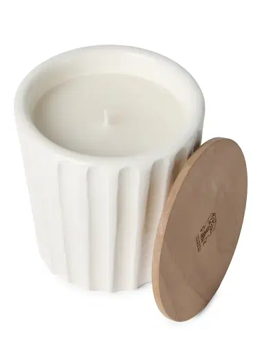 Brunello Cucinelli Scented Candle in Ridged Ceramic Vessel with Walnut Wood Lid - Milk | Thumbnail 5 Brunello Cucinelli Scented Candle in Ridged Ceramic Vessel with Walnut Wood Lid - Milk | Thumbnail 5