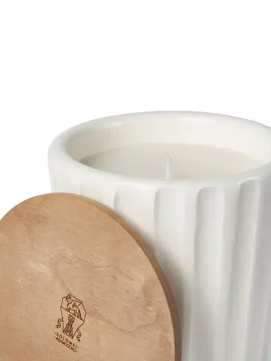 Brunello Cucinelli Scented Candle in Ridged Ceramic Vessel with Walnut Wood Lid - Milk | Thumbnail 6 Brunello Cucinelli Scented Candle in Ridged Ceramic Vessel with Walnut Wood Lid - Milk | Thumbnail 6