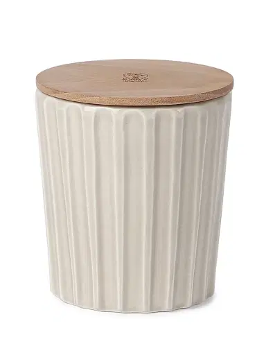 Brunello Cucinelli Scented Candle in Ridged Ceramic Vessel with Walnut Wood Lid - Milk | Thumbnail 1 Brunello Cucinelli Scented Candle in Ridged Ceramic Vessel with Walnut Wood Lid - Milk | Thumbnail 1