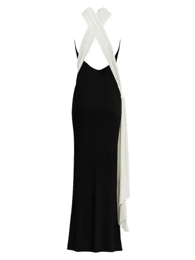 The New Arrivals Ilkyaz Ozel Women's Leia Sash-Detail Jersey Gown - Dark Matter | Thumbnail 2 The New Arrivals Ilkyaz Ozel Women's Leia Sash-Detail Jersey Gown - Dark Matter | Thumbnail 2