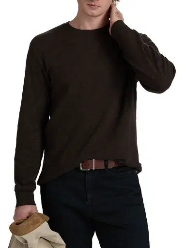 Frame Men's Cotton Long-Sleeve T-Shirt - Heather Espresso - Size Small | Thumbnail 3 Frame Men's Cotton Long-Sleeve T-Shirt - Heather Espresso - Size Small | Thumbnail 3
