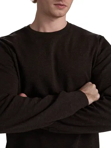 Frame Men's Cotton Long-Sleeve T-Shirt - Heather Espresso - Size Small | Thumbnail 6 Frame Men's Cotton Long-Sleeve T-Shirt - Heather Espresso - Size Small | Thumbnail 6