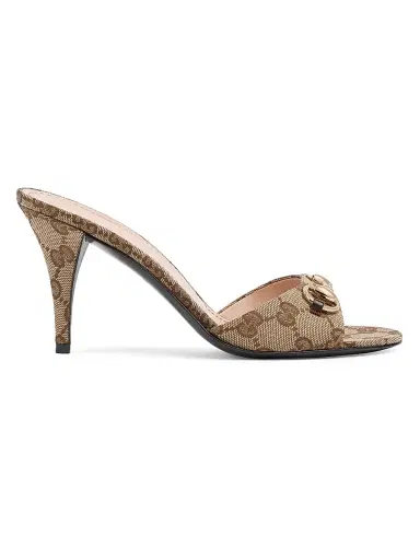 Gucci Women's Erin 85MM GG Canvas Horsebit Sandals - Beige Ebony Cocoa | Thumbnail 1 Gucci Women's Erin 85MM GG Canvas Horsebit Sandals - Beige Ebony Cocoa | Thumbnail 1