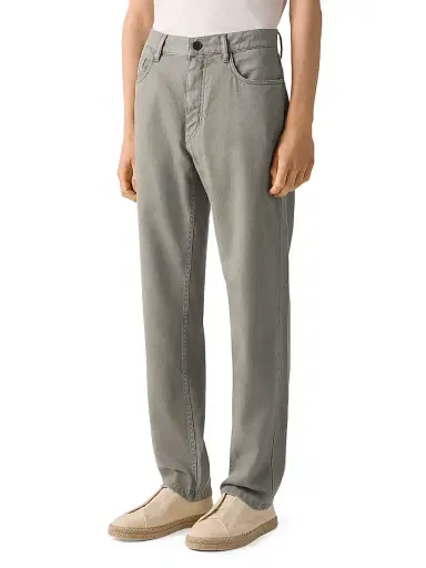 ZEGNA Men's Stretch Cotton and Linen Roccia Jeans - Dark Taupe | Thumbnail 2 ZEGNA Men's Stretch Cotton and Linen Roccia Jeans - Dark Taupe | Thumbnail 2