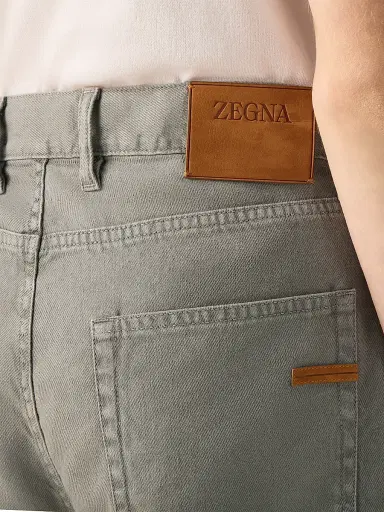 ZEGNA Men's Stretch Cotton and Linen Roccia Jeans - Dark Taupe | Thumbnail 5 ZEGNA Men's Stretch Cotton and Linen Roccia Jeans - Dark Taupe | Thumbnail 5