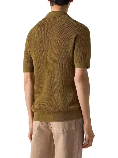 ZEGNA Men's Premium Cotton Polo Shirt - Olive Green | Thumbnail 3 ZEGNA Men's Premium Cotton Polo Shirt - Olive Green | Thumbnail 3