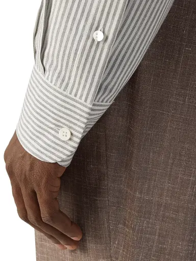 ZEGNA Men's Silk Shirt - Dark Taupe White | Thumbnail 5 ZEGNA Men's Silk Shirt - Dark Taupe White | Thumbnail 5