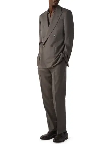 Zegna Men's Wool and Silk Jacket - Dark Taupe - Size 46 | Thumbnail 6 Zegna Men's Wool and Silk Jacket - Dark Taupe - Size 46 | Thumbnail 6