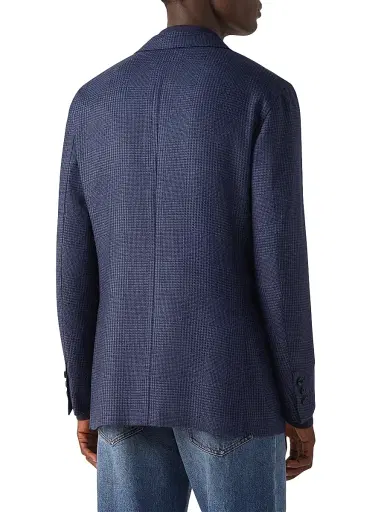 ZEGNA Men's Cashmere Silk and Linen Jacket - Blue | Thumbnail 3 ZEGNA Men's Cashmere Silk and Linen Jacket - Blue | Thumbnail 3