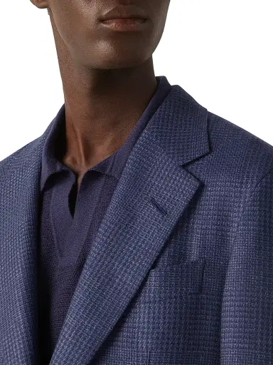 ZEGNA Men's Cashmere Silk and Linen Jacket - Blue | Thumbnail 4 ZEGNA Men's Cashmere Silk and Linen Jacket - Blue | Thumbnail 4