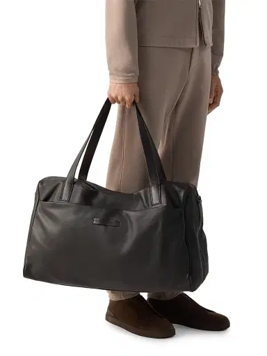 Zegna Men's Secondskin Weekender Bag - Dark Brown | Thumbnail 2 Zegna Men's Secondskin Weekender Bag - Dark Brown | Thumbnail 2